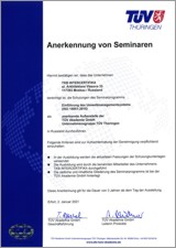 сертификат семинара TÜV Akademie